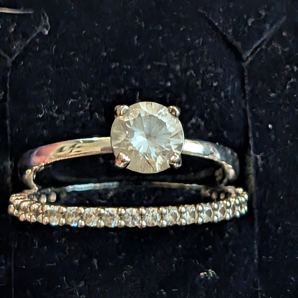 Swarovski Silver Eternity and Solitaire Ring Set - Picture 3 of 5
